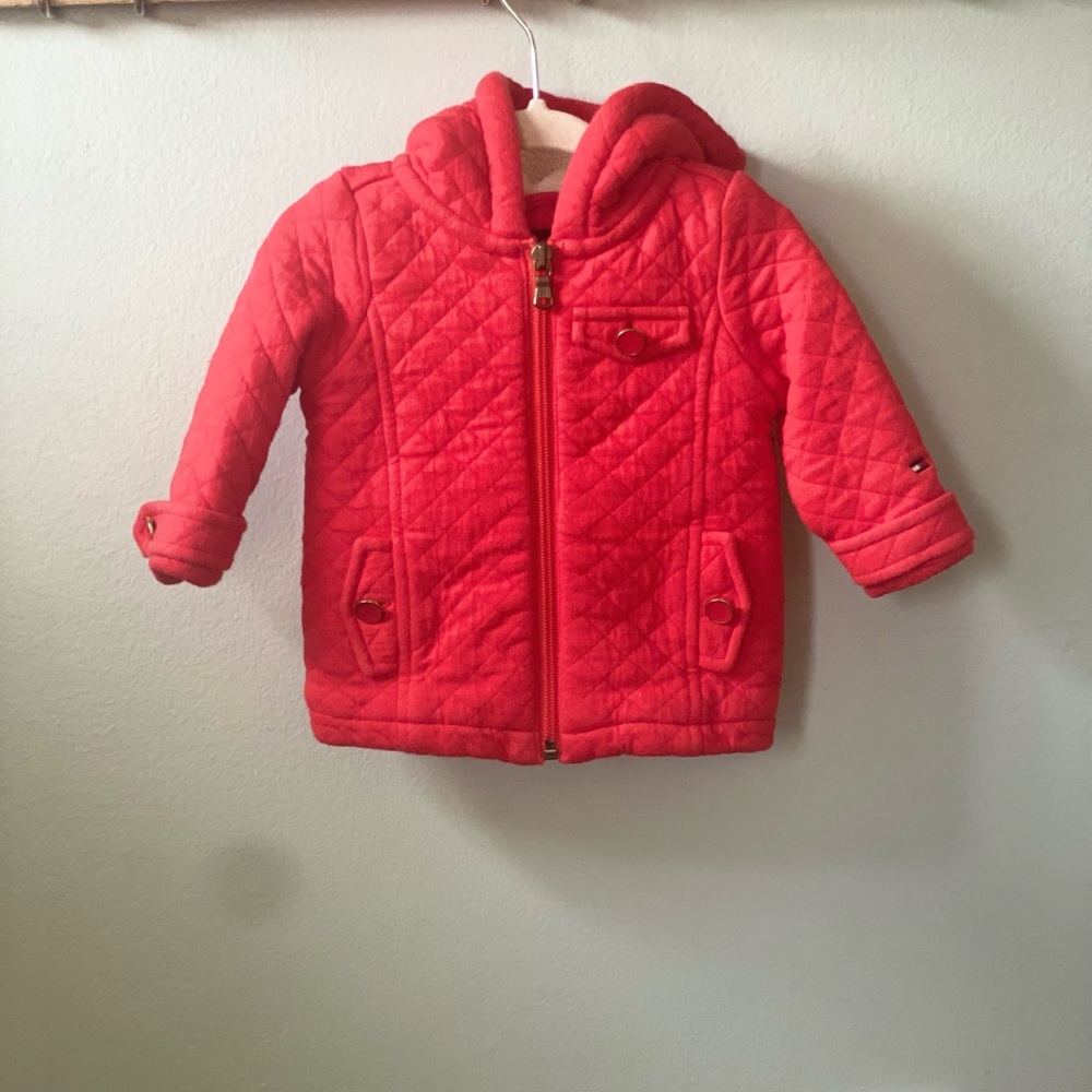 Tommy Hilfiger 3-6 month red coat with sherpa inside